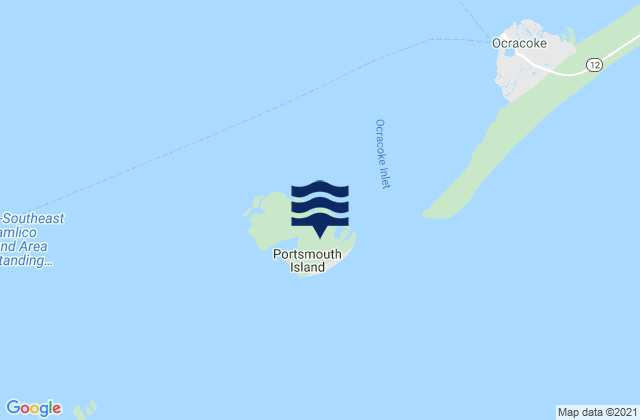 Carte des horaires des marées pour Portsmouth Island, United States