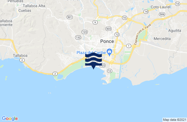 Carte des horaires des marées pour Portugués Urbano Barrio, Puerto Rico
