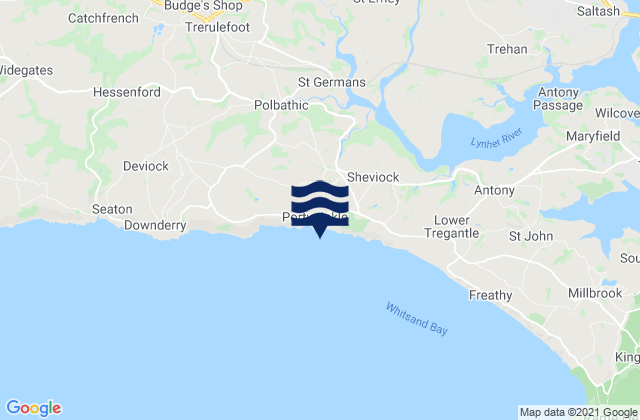 Carte des horaires des marées pour Portwrinkle Finnygook Beach, United Kingdom