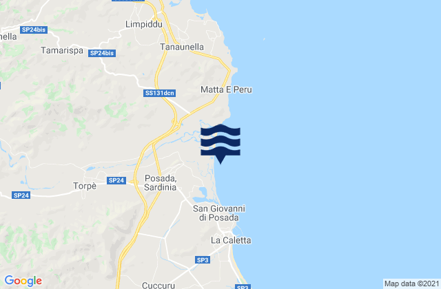 Carte des horaires des marées pour Posada, Italy