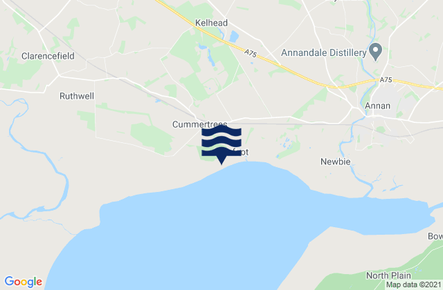 Carte des horaires des marées pour Powfoot Beach, United Kingdom