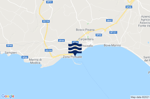 Carte des horaires des marées pour Pozzallo Port, Italy