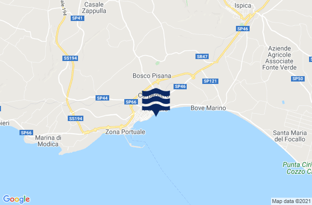 Carte des horaires des marées pour Pozzallo, Italy