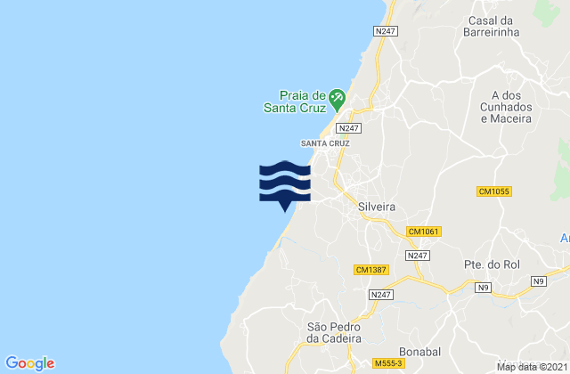 Carte des horaires des marées pour Praia Azul, Portugal
