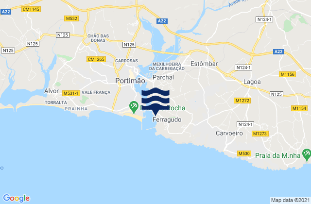 Carte des horaires des marées pour Praia Grande, Portugal
