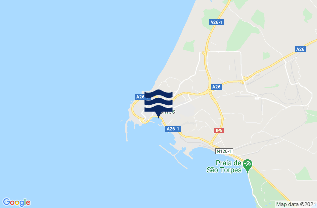 Carte des horaires des marées pour Praia Vasco da Gama, Portugal