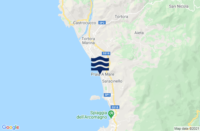Carte des horaires des marées pour Praia a Mare, Italy