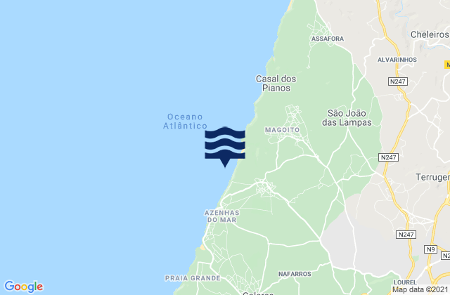 Carte des horaires des marées pour Praia da Aguda, Portugal