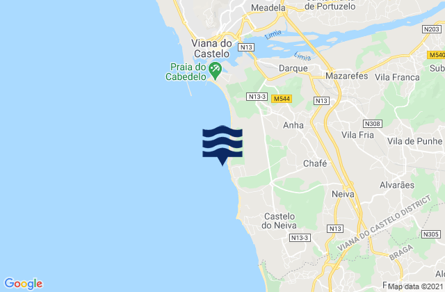 Carte des horaires des marées pour Praia da Amorosa, Portugal