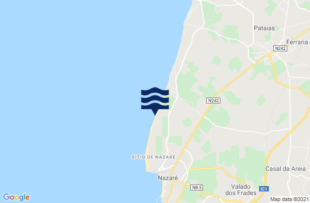 Carte des horaires des marées pour Praia da Areeira, Portugal