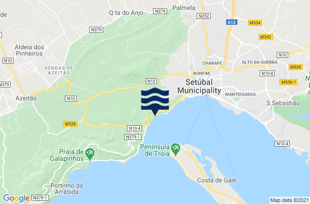 Carte des horaires des marées pour Praia da Comenda, Portugal