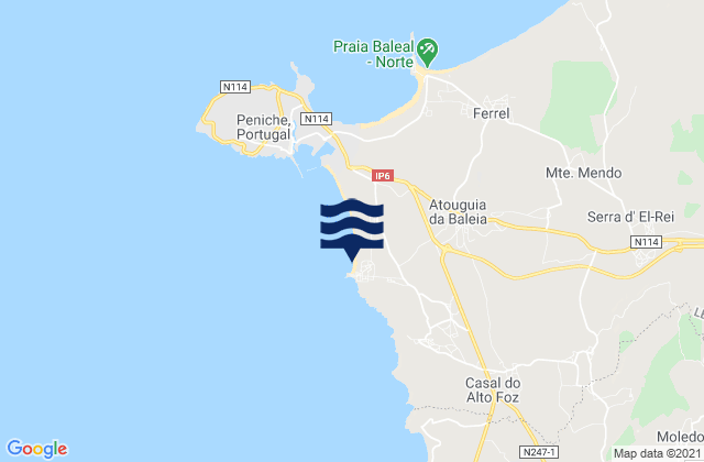 Carte des horaires des marées pour Praia da Consolação, Portugal