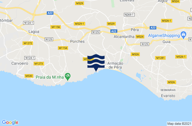 Carte des horaires des marées pour Praia da Cova Redonda, Portugal