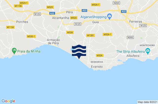 Carte des horaires des marées pour Praia da Galé Oeste, Portugal