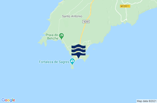 Carte des horaires des marées pour Praia da Mareta, Portugal