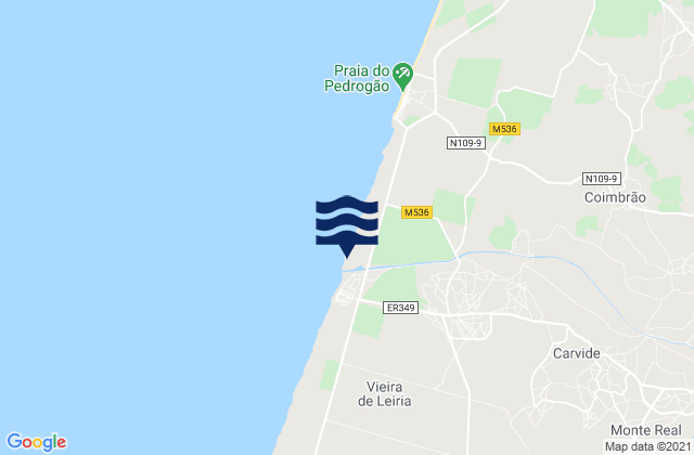 Carte des horaires des marées pour Praia da Vieira, Portugal