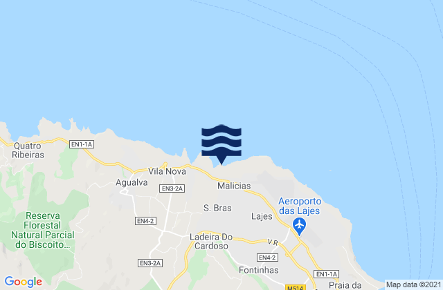 Carte des horaires des marées pour Praia da Vitória, Portugal