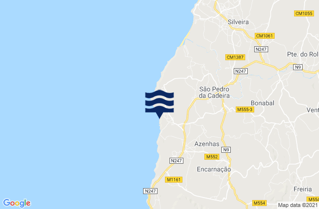 Carte des horaires des marées pour Praia das Furnas, Portugal