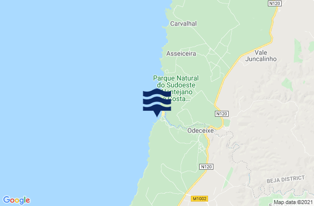 Carte des horaires des marées pour Praia de Adegas, Portugal
