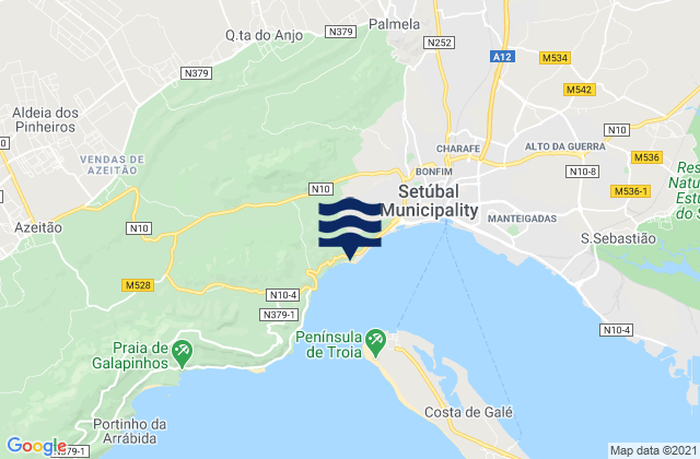 Carte des horaires des marées pour Praia de Albarquel, Portugal