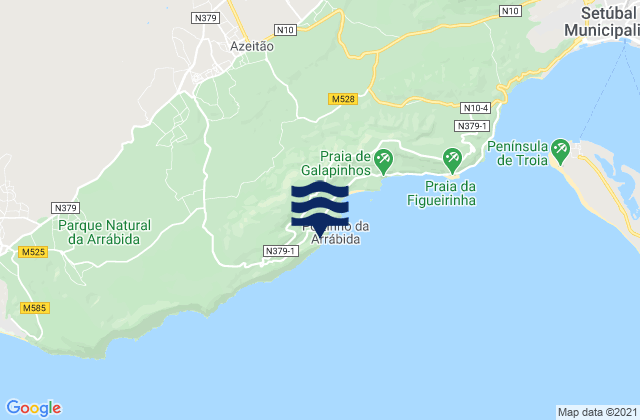 Carte des horaires des marées pour Praia de Alpertuche, Portugal