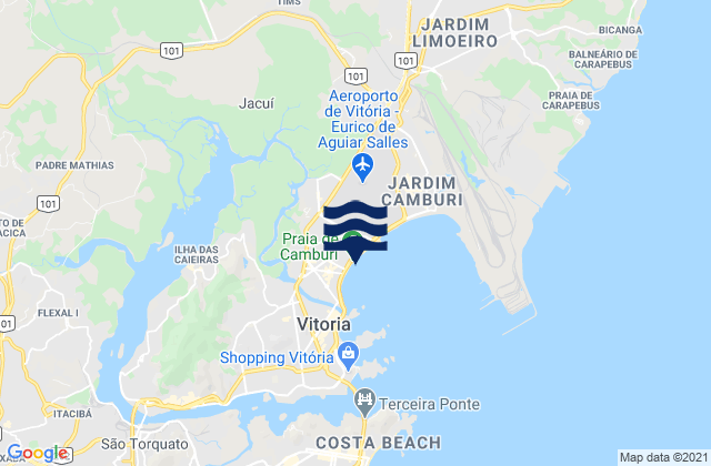 Carte des horaires des marées pour Praia de Camburi, Brazil
