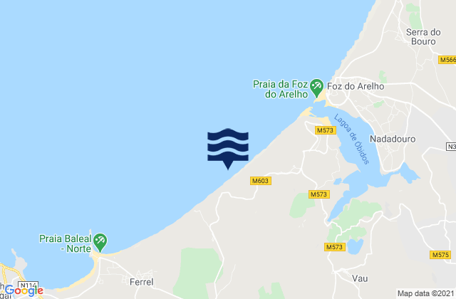 Carte des horaires des marées pour Praia de Covões, Portugal
