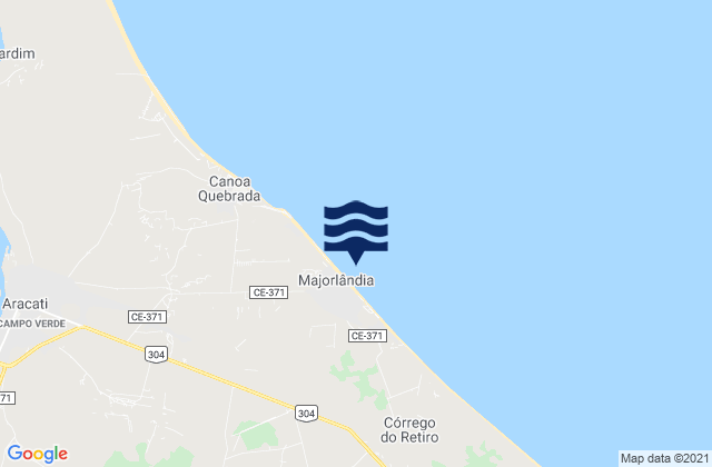 Carte des horaires des marées pour Praia de Majorlândia, Brazil