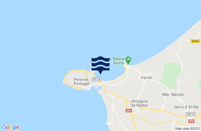 Carte des horaires des marées pour Praia de Peniche de Cima, Portugal