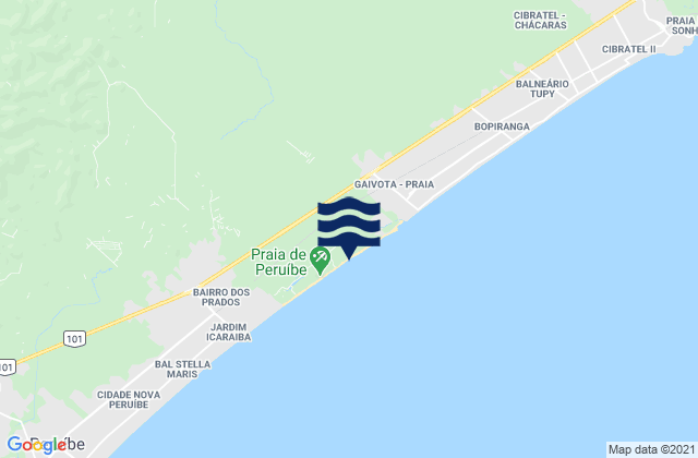 Carte des horaires des marées pour Praia de Peruíbe, Brazil