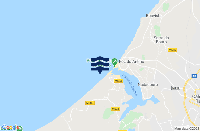 Carte des horaires des marées pour Praia de Rei Cortiço, Portugal
