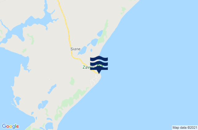 Carte des horaires des marées pour Praia de Zavora, Mozambique
