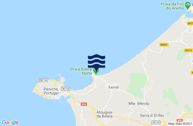 Carte des horaires des marées pour Praia do Baleal, Portugal