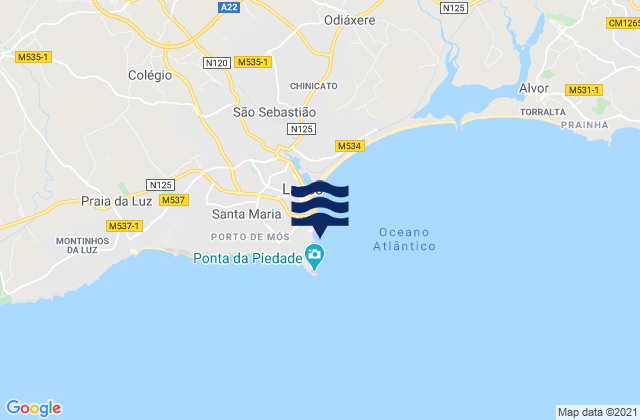 Carte des horaires des marées pour Praia do Camilo, Portugal
