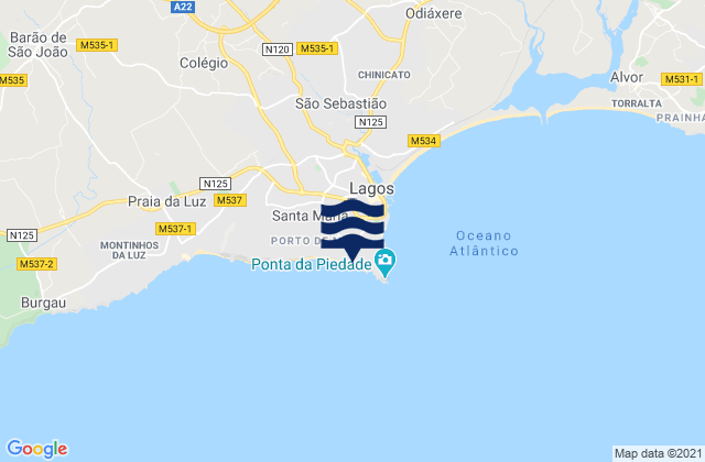 Carte des horaires des marées pour Praia do Canavial, Portugal