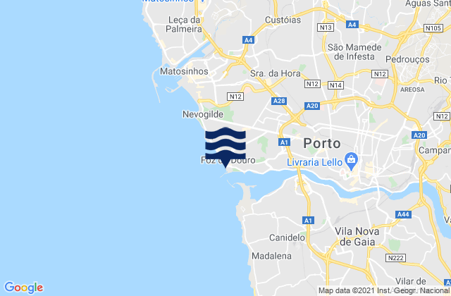Carte des horaires des marées pour Praia do Carneiro, Portugal