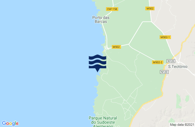 Carte des horaires des marées pour Praia do Carvalhal, Portugal