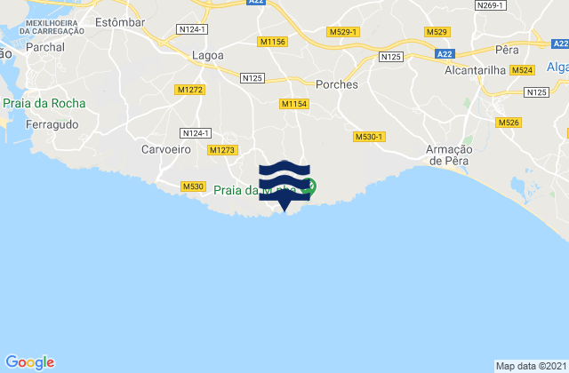 Carte des horaires des marées pour Praia do Carvalho, Portugal