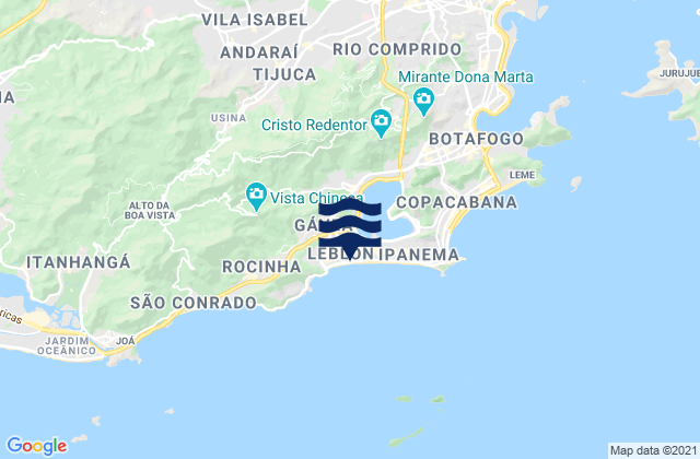 Carte des horaires des marées pour Praia do Leblon, Brazil