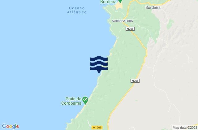 Carte des horaires des marées pour Praia do Mirouço, Portugal