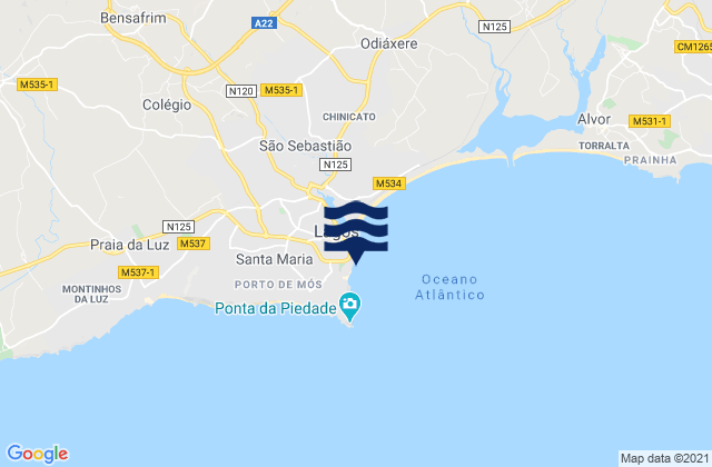 Carte des horaires des marées pour Praia do Pinhão, Portugal