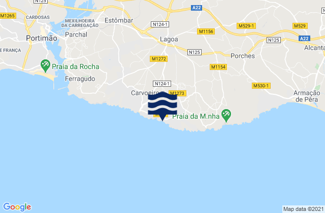 Carte des horaires des marées pour Praia do Vale de Centianes, Portugal
