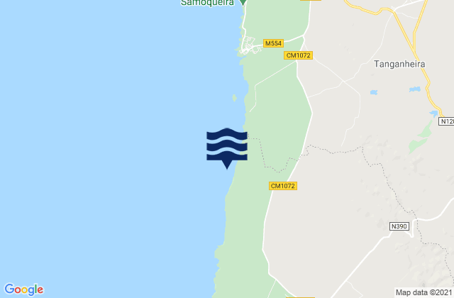 Carte des horaires des marées pour Praia dos Aivados, Portugal