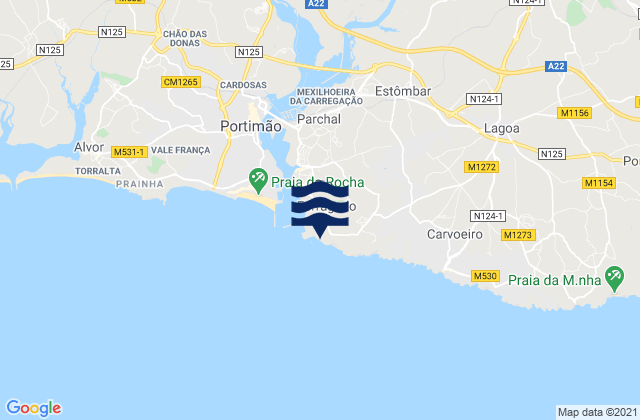 Carte des horaires des marées pour Praia dos Caneiros, Portugal
