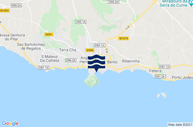 Carte des horaires des marées pour Prainha de Angra, Portugal