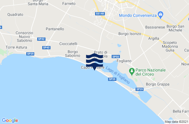 Carte des horaires des marées pour Prato di Coppola, Italy