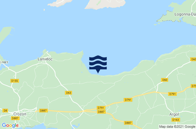 Carte des horaires des marées pour Presqu'île de Crozon, France