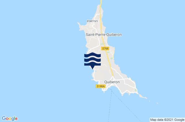 Carte des horaires des marées pour Presqu'île de Quiberon, France