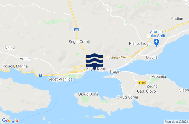 Carte des horaires des marées pour Prgomet, Croatia