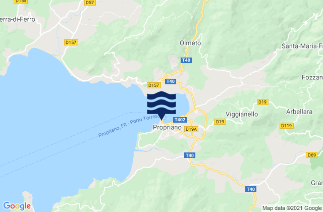 Carte des horaires des marées pour Propriano Port, France